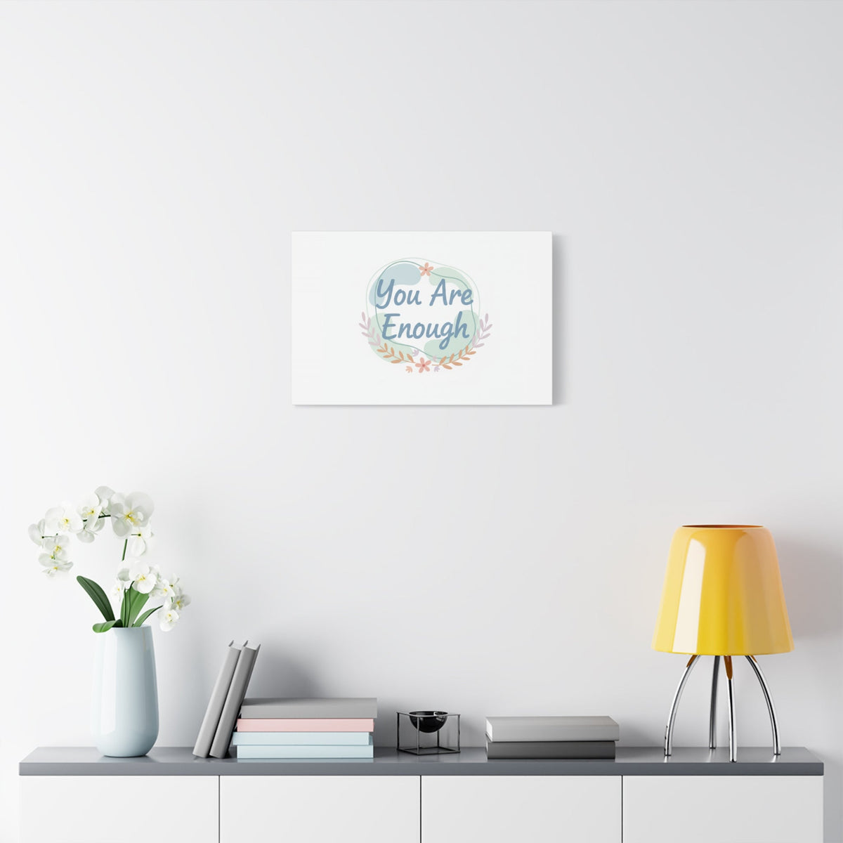 You Are Enough Canvas, Mental Health Art | Supportive Affirmation Wall Decor