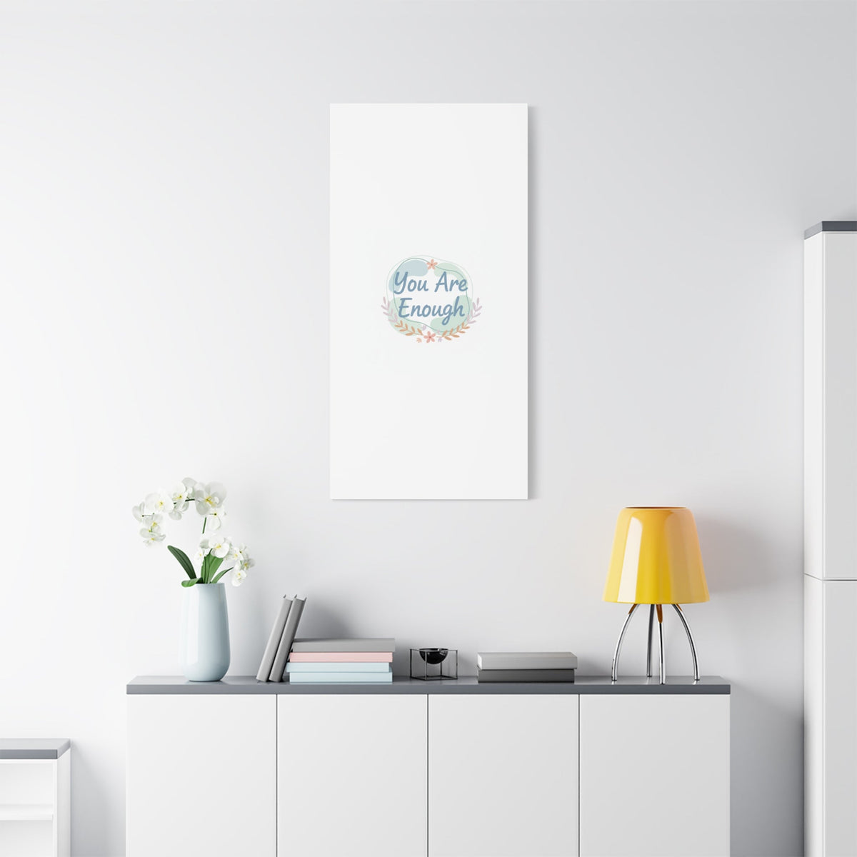 You Are Enough Canvas, Mental Health Art | Supportive Affirmation Wall Decor