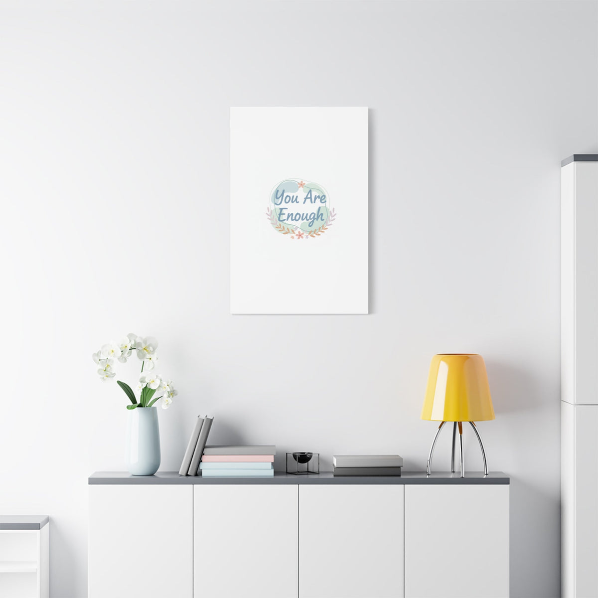 You Are Enough Canvas, Mental Health Art | Supportive Affirmation Wall Decor