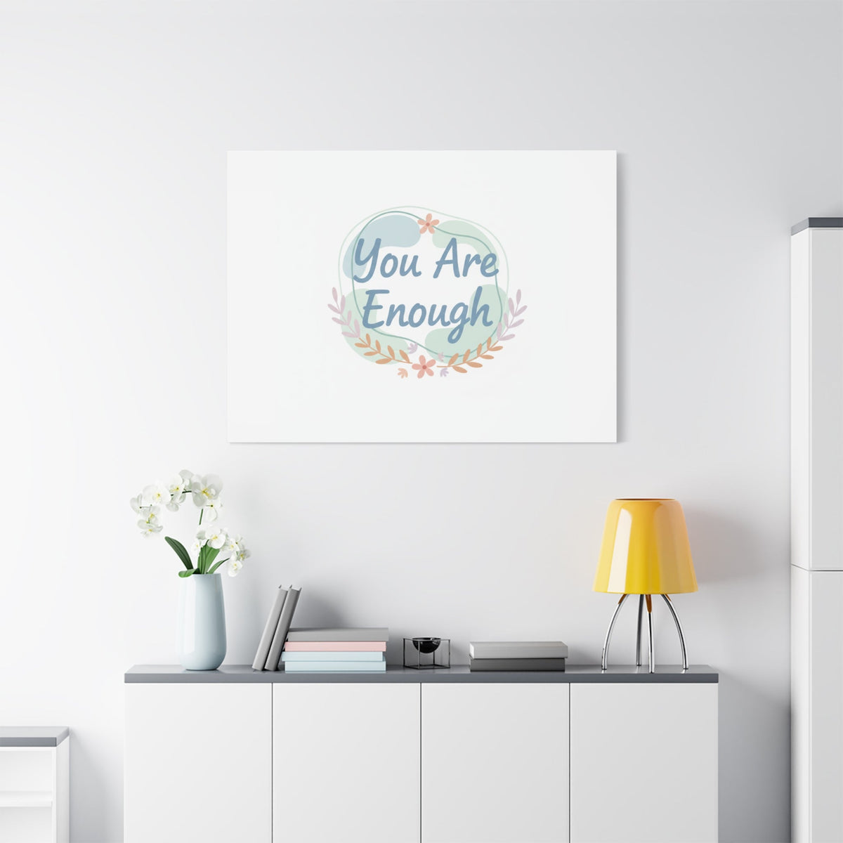 You Are Enough Canvas, Mental Health Art | Supportive Affirmation Wall Decor