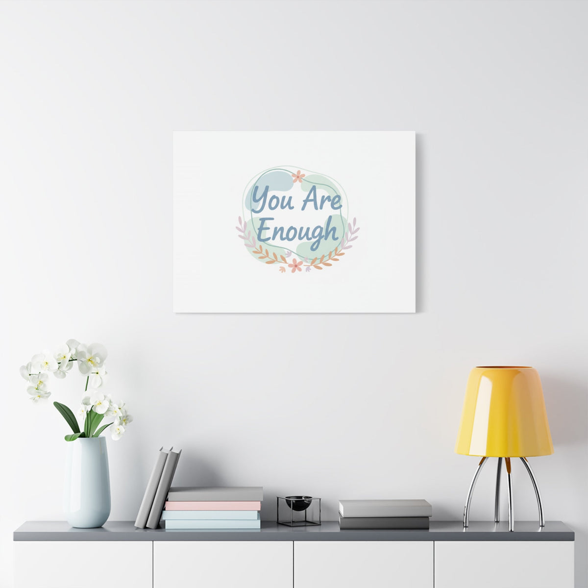 You Are Enough Canvas, Mental Health Art | Supportive Affirmation Wall Decor