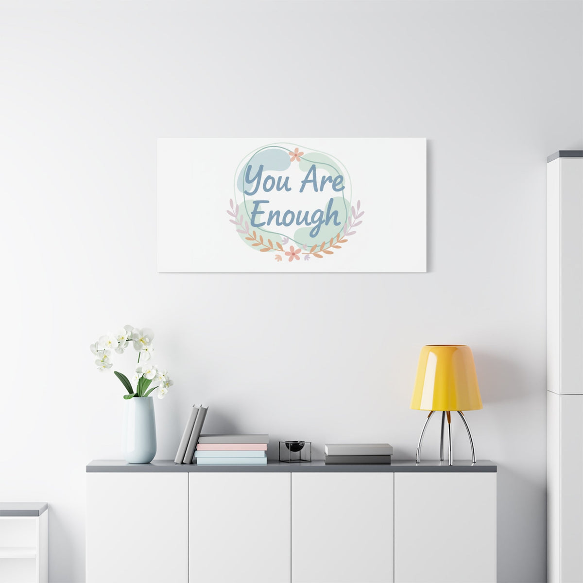 You Are Enough Canvas, Mental Health Art | Supportive Affirmation Wall Decor
