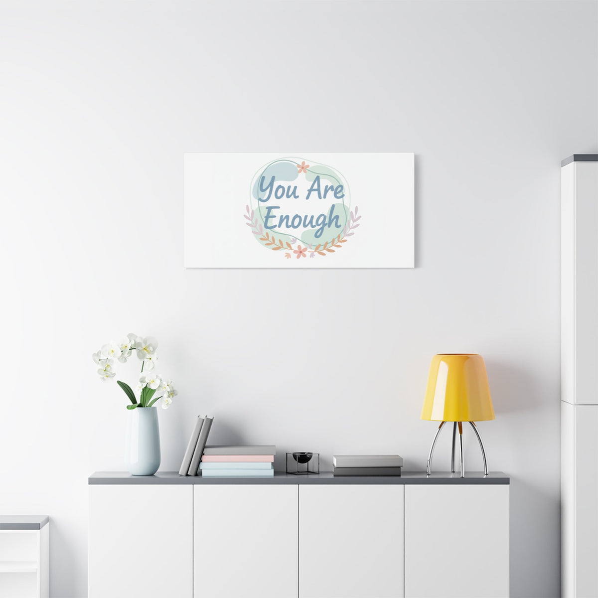 You Are Enough Canvas, Mental Health Art | Supportive Affirmation Wall Decor