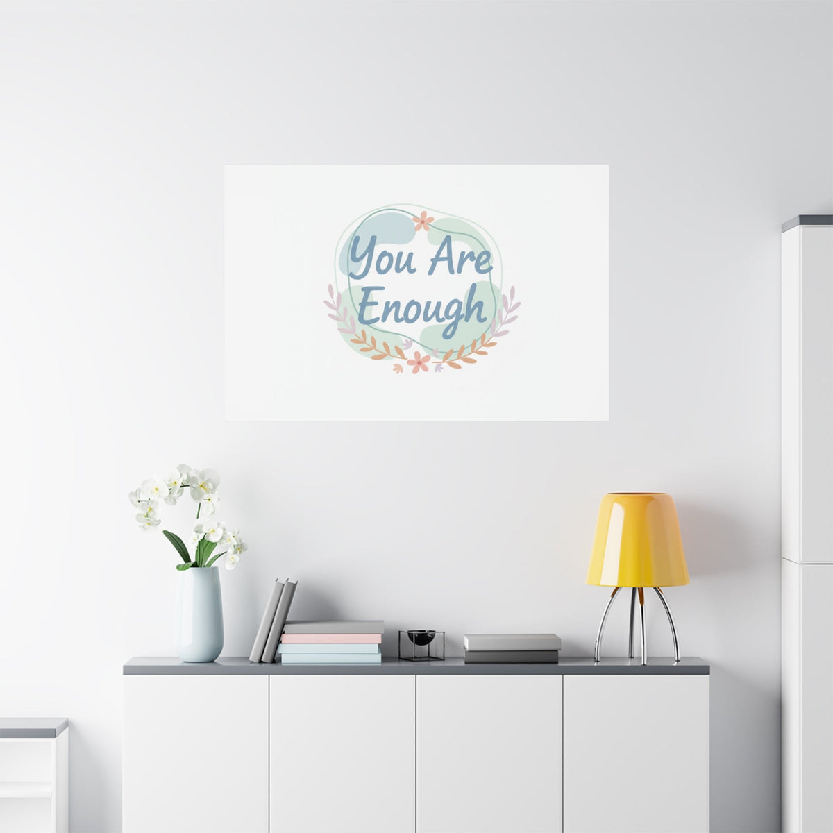 You Are Enough Canvas, Mental Health Art | Supportive Affirmation Wall Decor