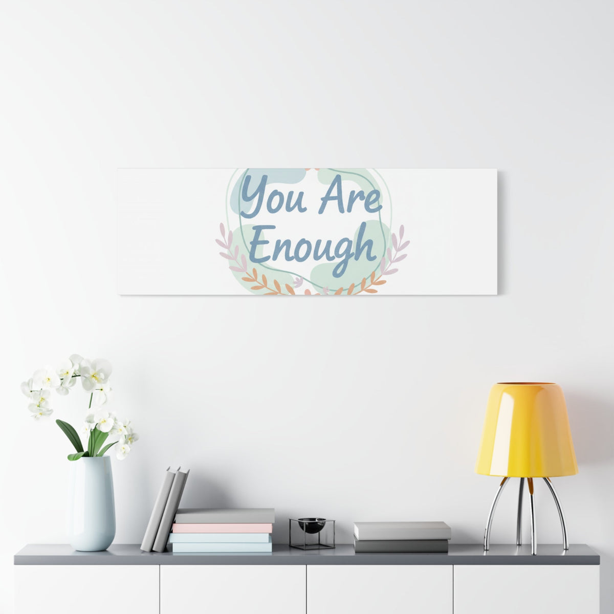 You Are Enough Canvas, Mental Health Art | Supportive Affirmation Wall Decor