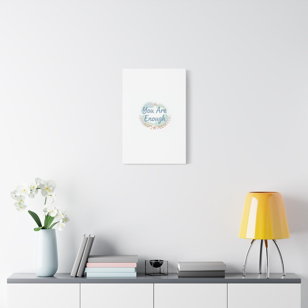 You Are Enough Canvas, Mental Health Art | Supportive Affirmation Wall Decor