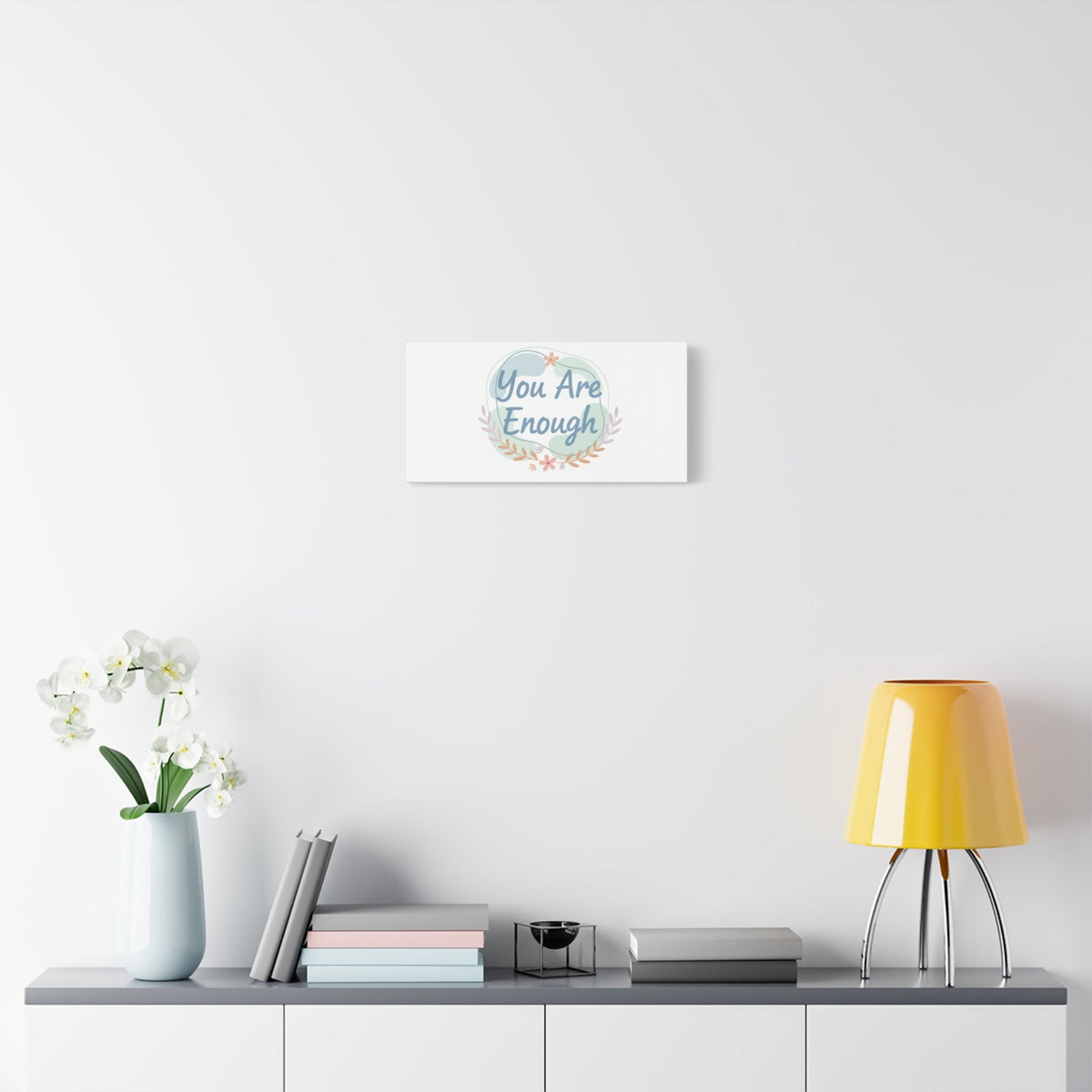 You Are Enough Canvas, Mental Health Art | Supportive Affirmation Wall Decor