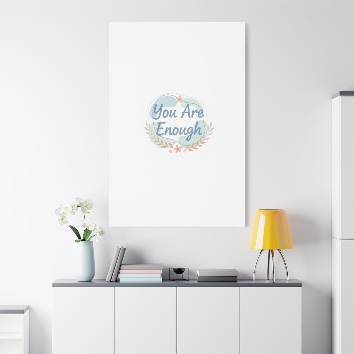 You Are Enough Canvas, Mental Health Art | Supportive Affirmation Wall Decor