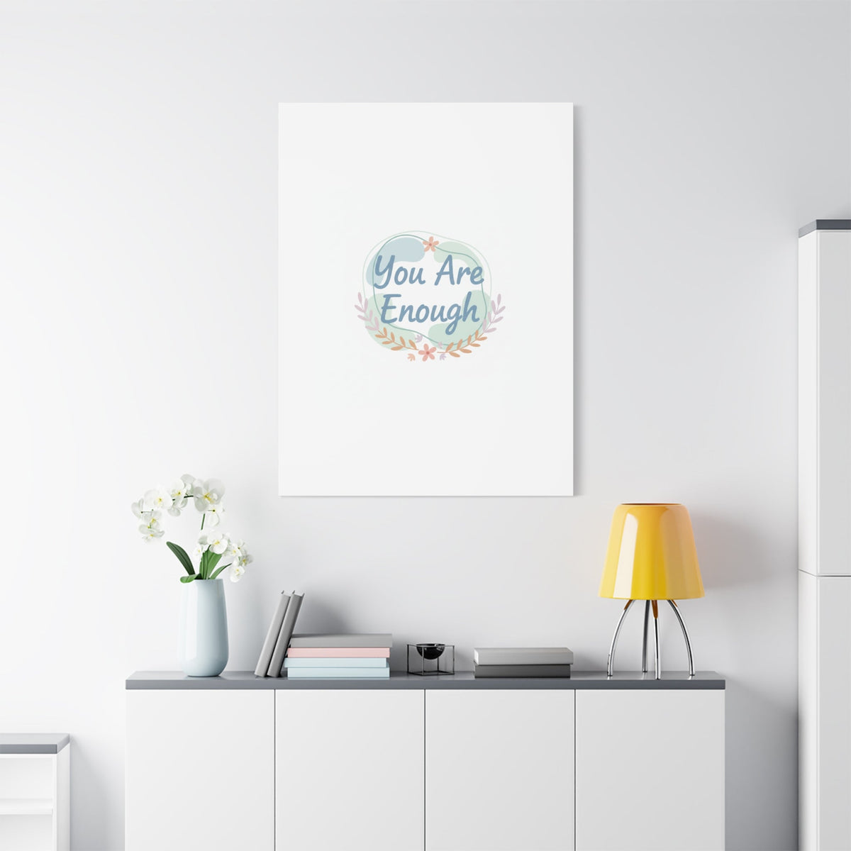 You Are Enough Canvas, Mental Health Art | Supportive Affirmation Wall Decor