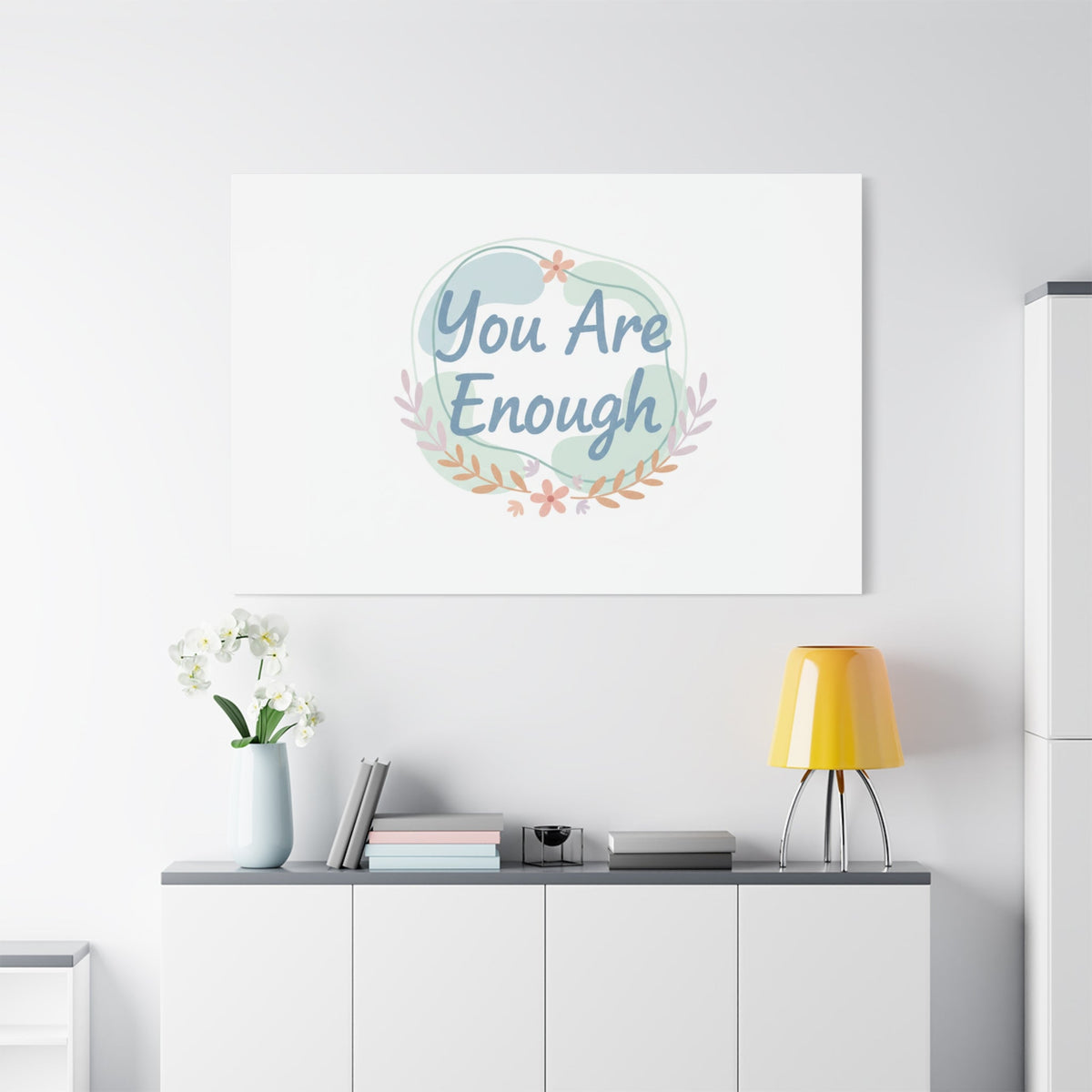 You Are Enough Canvas, Mental Health Art | Supportive Affirmation Wall Decor