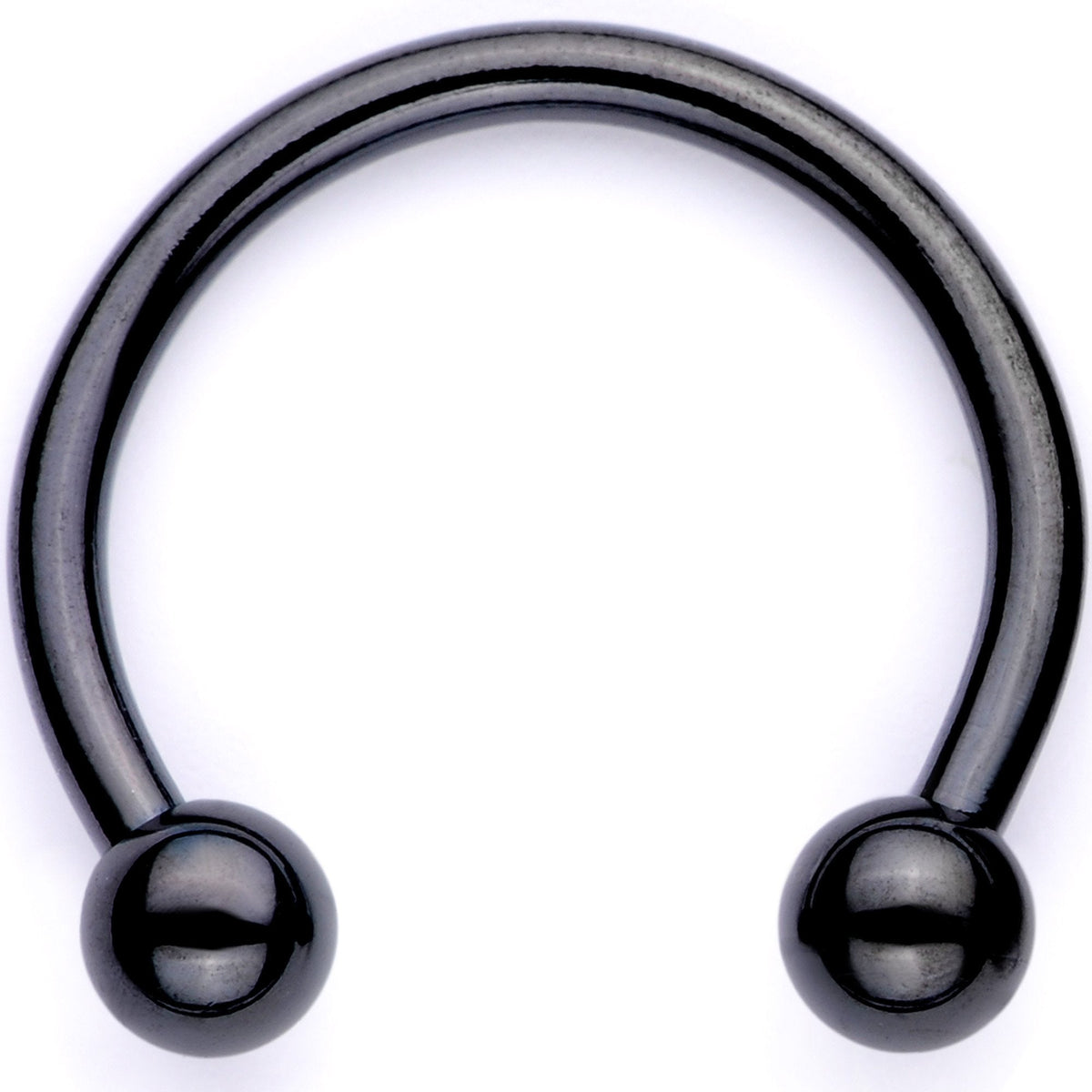 16G 3/8 Teal Faux Opal Black Anodized Horseshoe Closure Ring Set