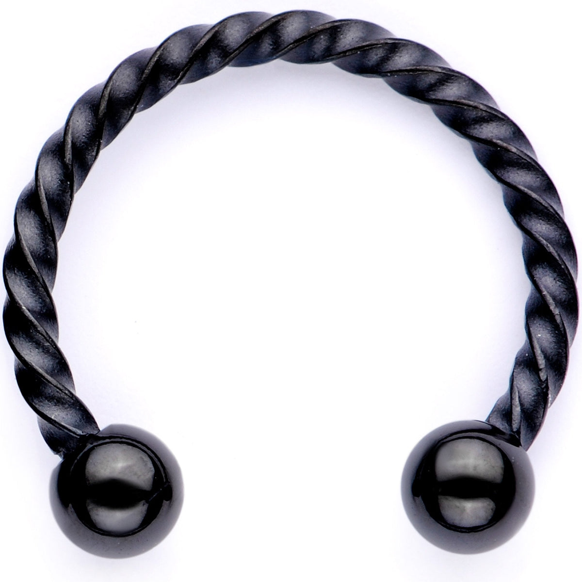 16G 3/8 Teal Faux Opal Black Anodized Horseshoe Closure Ring Set