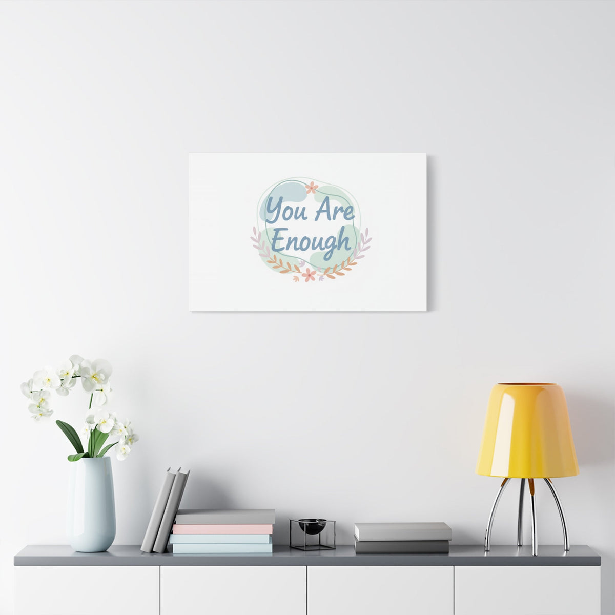 You Are Enough Canvas, Mental Health Art | Supportive Affirmation Wall Decor