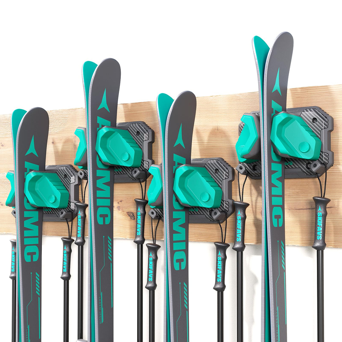 Ski & Snowboard Wall Rack for Garage Wall Fits Any Ski/board, Ski Wall Mount Holders Damage-Free Storage Rack, Garage Organization Space-Saving Winter Gear Organizer