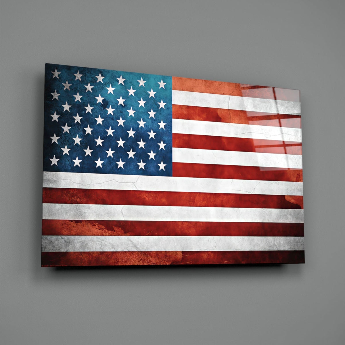 Vintage Watercolor American Flag Glass Wall Art