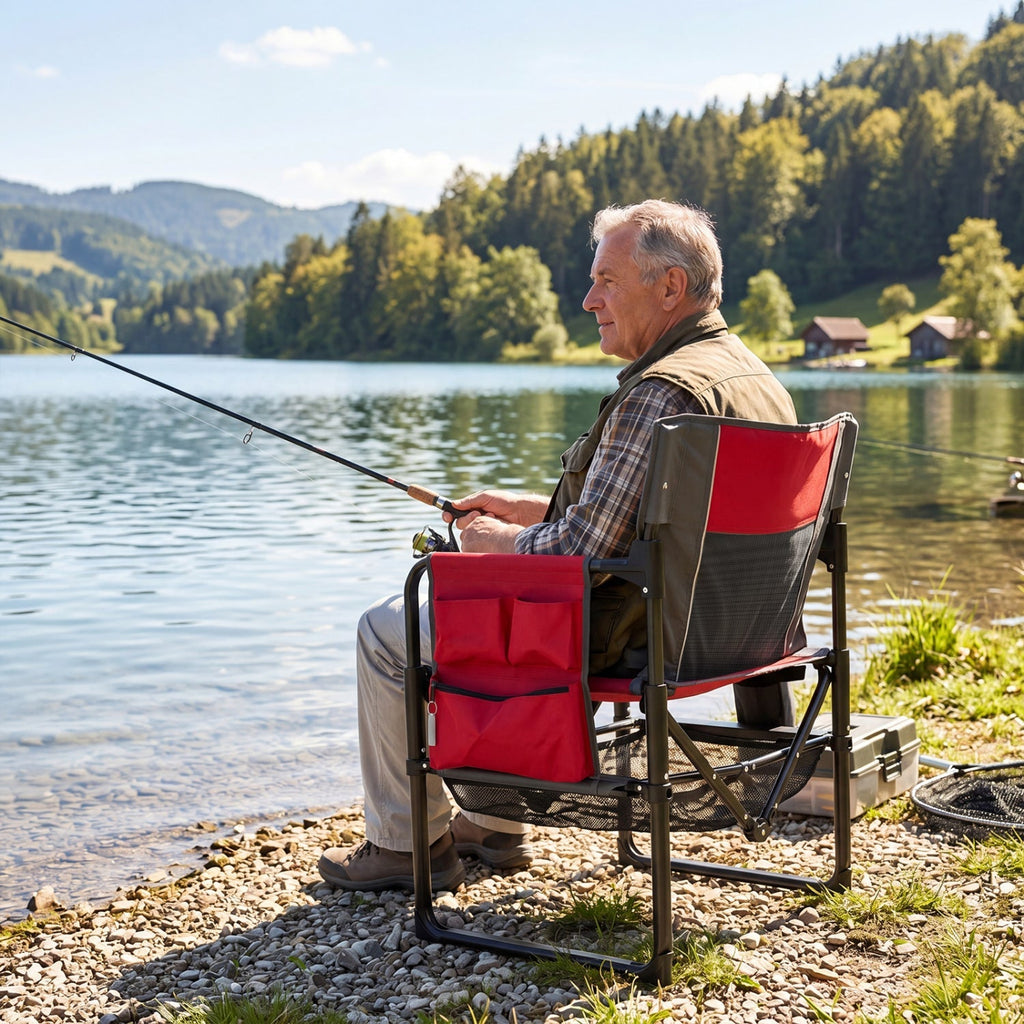 Camping Chair Heavy Duty with Cup Holder and Storage