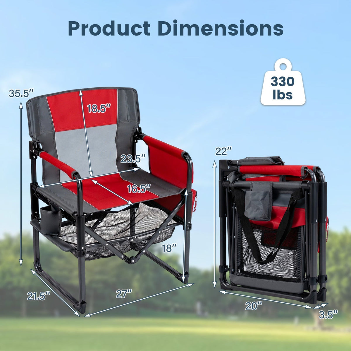 Camping Chair Heavy Duty with Cup Holder and Storage