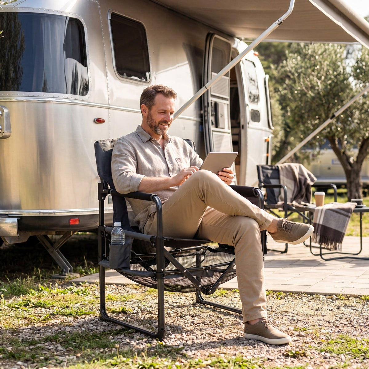 Camping Chair Heavy Duty with Cup Holder and Storage