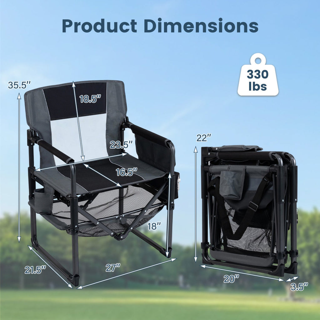 Camping Chair Heavy Duty with Cup Holder and Storage