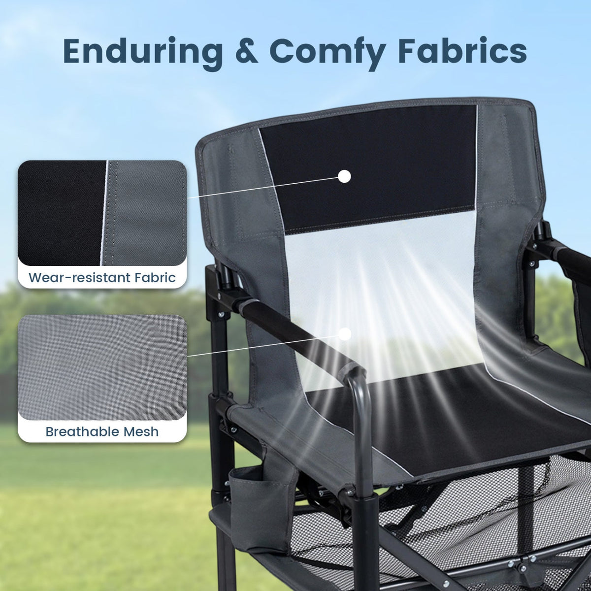 Camping Chair Heavy Duty with Cup Holder and Storage