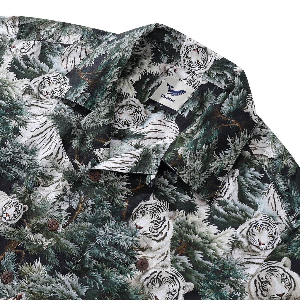 Hawaiian Shirt For Men Mighty Beast in the Pines Shirt Camp Collar 100% Cotton By Amy