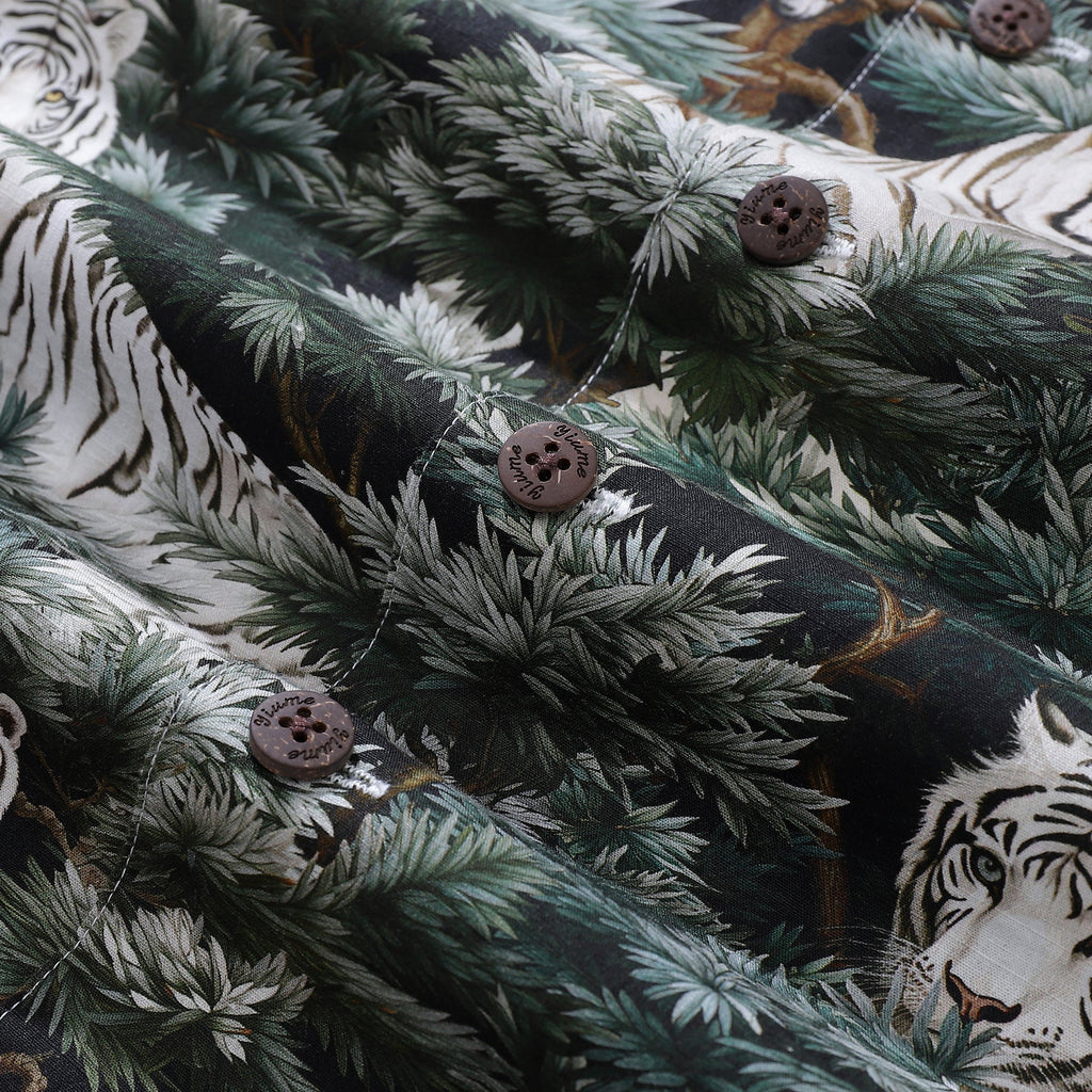 Hawaiian Shirt For Men Mighty Beast in the Pines Shirt Camp Collar 100% Cotton By Amy