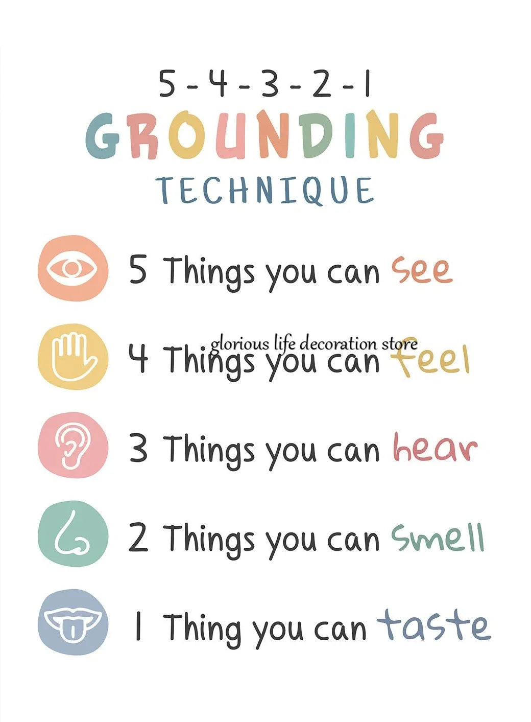 Mental Health Coping Skills Poster Poster Print Canvas Painting Wall Art Picture for School Kids Calming Corner Decor