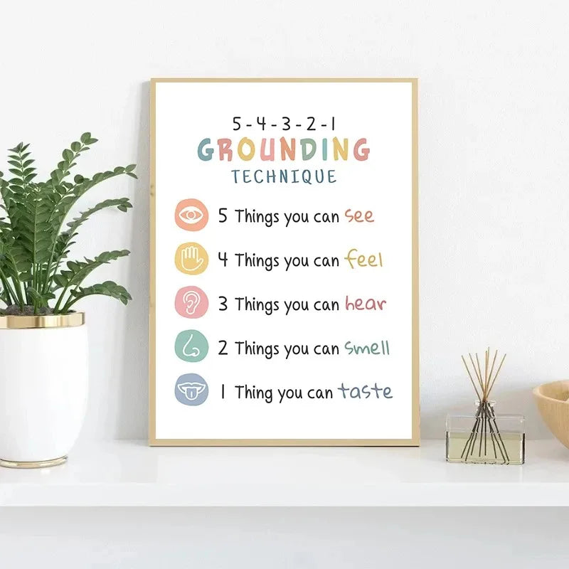 Mental Health Coping Skills Poster Poster Print Canvas Painting Wall Art Picture for School Kids Calming Corner Decor