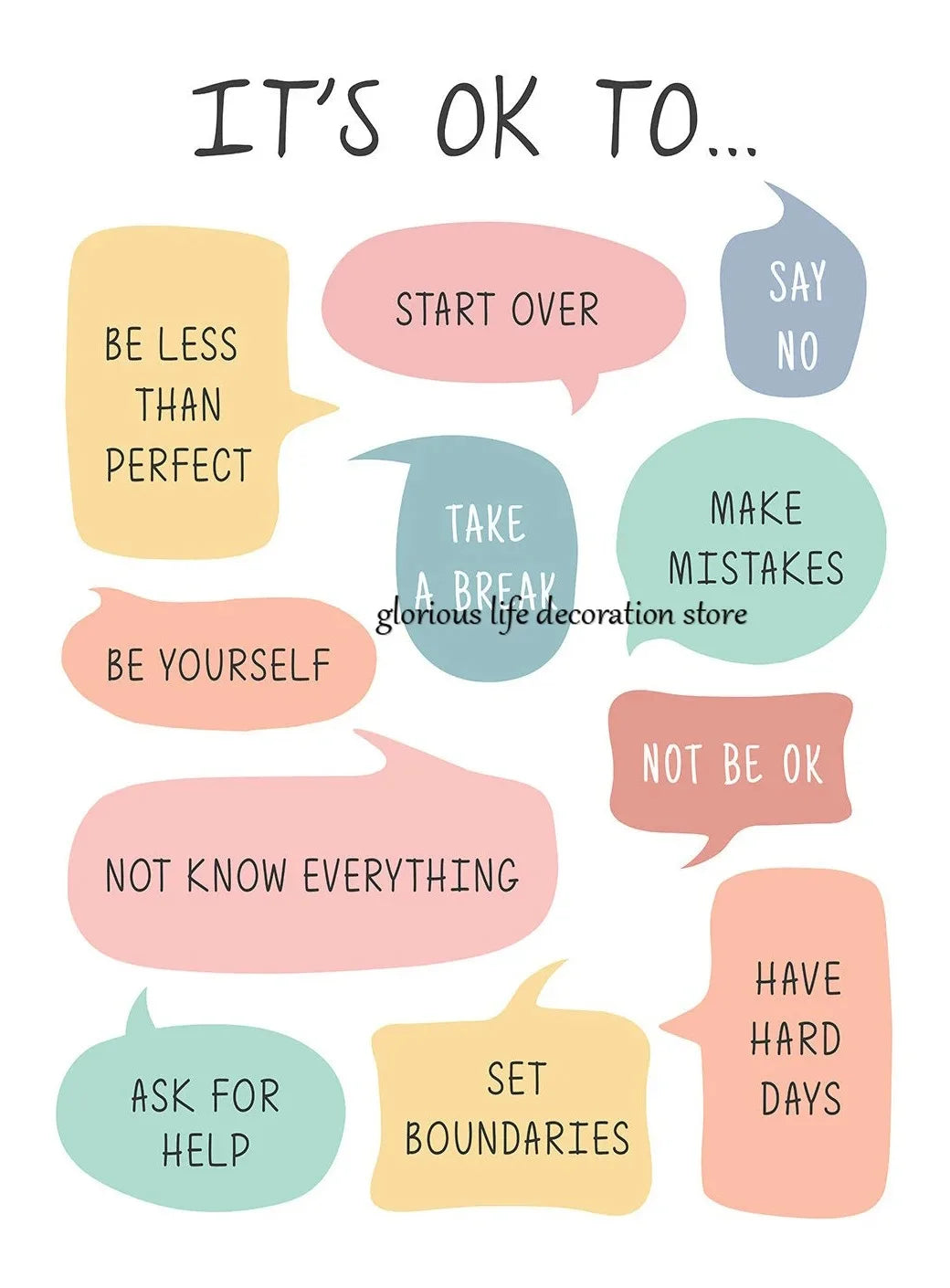 Mental Health Coping Skills Poster Poster Print Canvas Painting Wall Art Picture for School Kids Calming Corner Decor