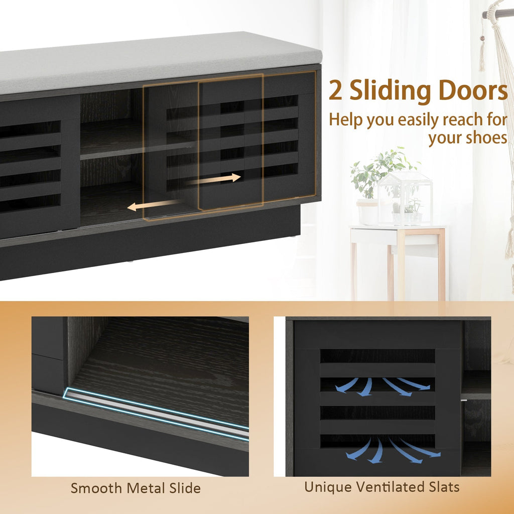 Shoe Bench with 6 Storage Compartments and 3 Adjustable Shelves