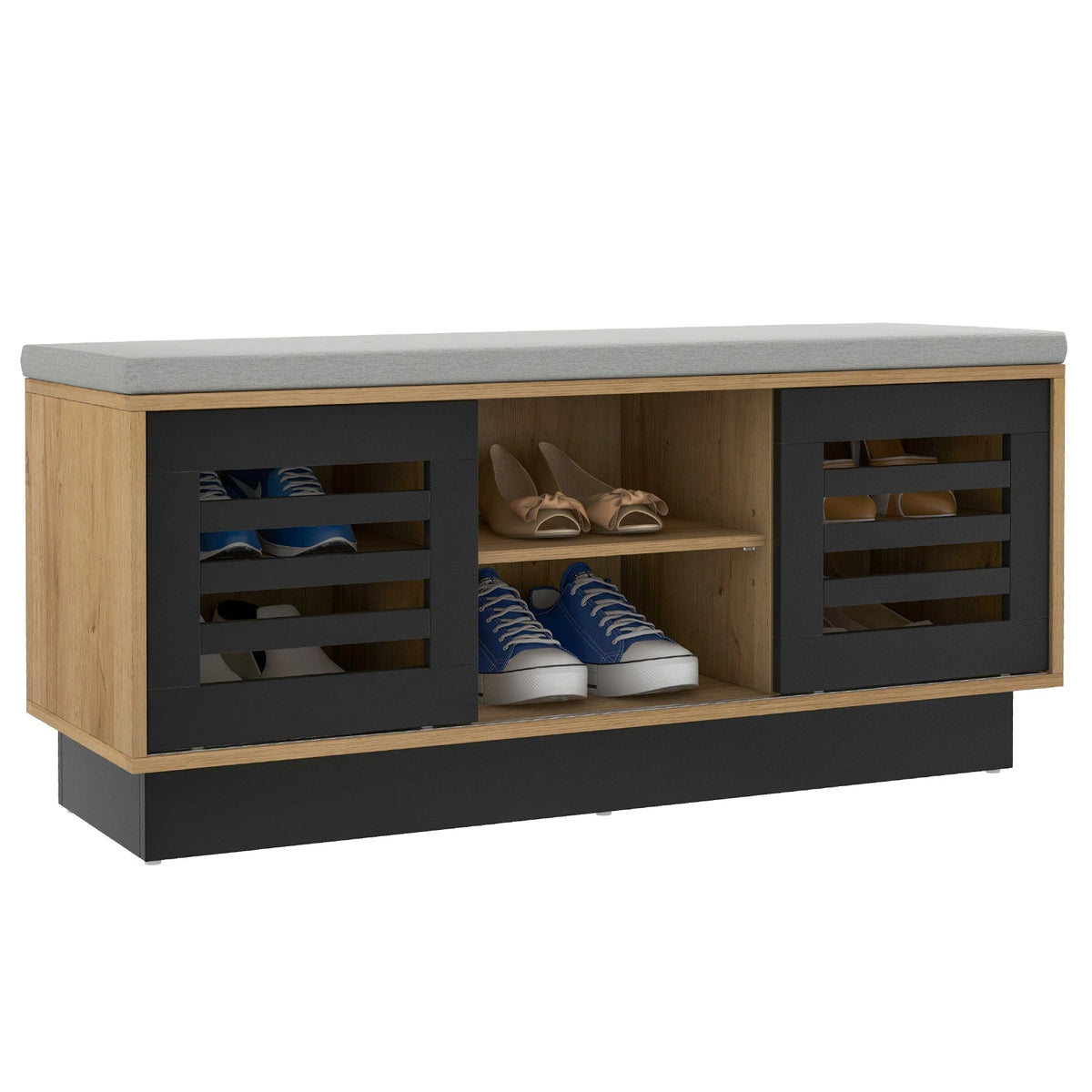 Shoe Bench with 6 Storage Compartments and 3 Adjustable Shelves