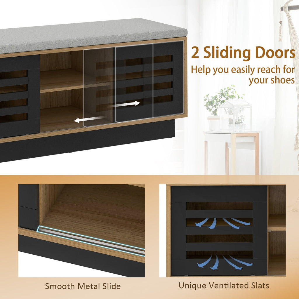 Shoe Bench with 6 Storage Compartments and 3 Adjustable Shelves